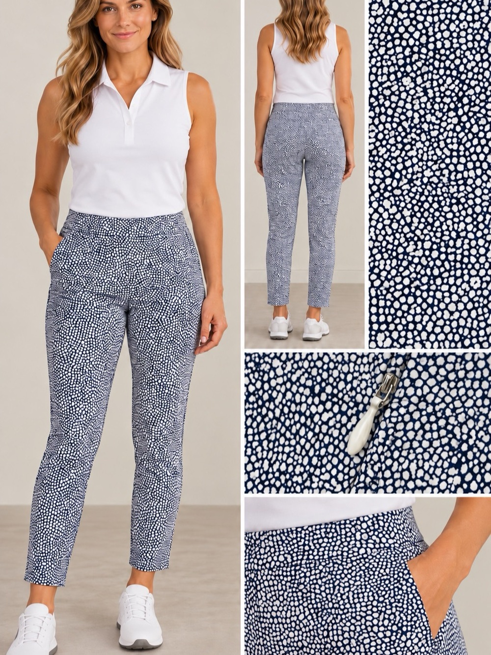 J. McLaughlinPrinted Ankle Pants in Blue & White Like New